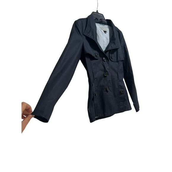 H&M Women’s Windbreaker Jacket Navy Blue Long Sleeve Button Up Size US 6 BD8 - Picture 3 of 7